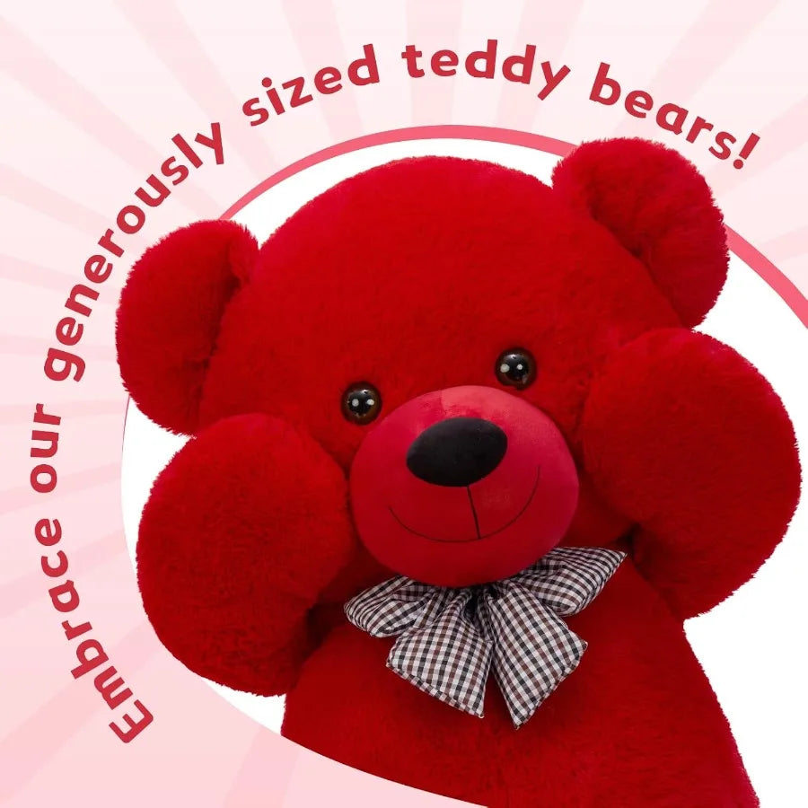 47-Inch Giant Red Teddy Bear Plush Toy Soft and Fluffy Stuffed Animal for Gifts
