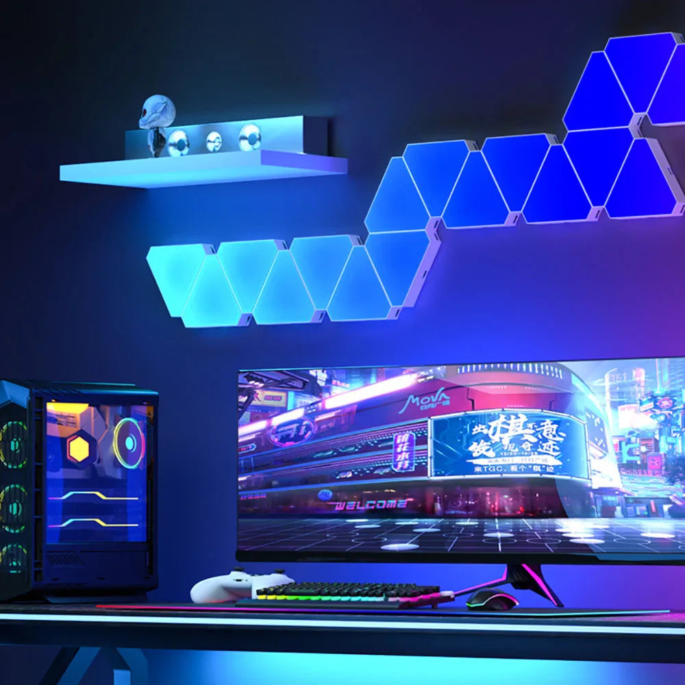 RGB Triangular Quantum Wall Lamp with Music Sync