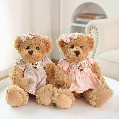 Couple Teddy Bear Plush Set Dressed Soft Dolls 26cm