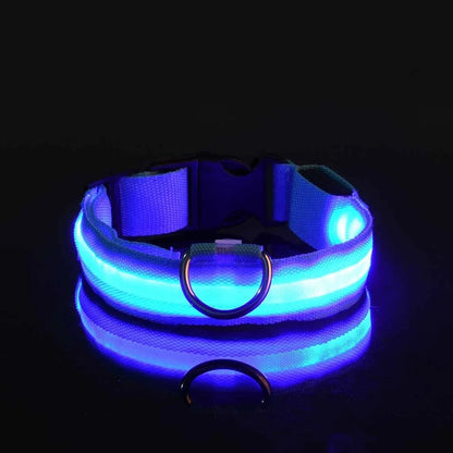 LED Nylon Dog Collar Night Safety Flashing Glow Luminous