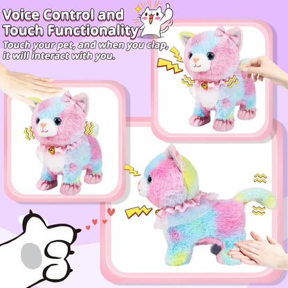 Interactive Walking & Barking Plush Cat Toy - Remote Control Fun!
