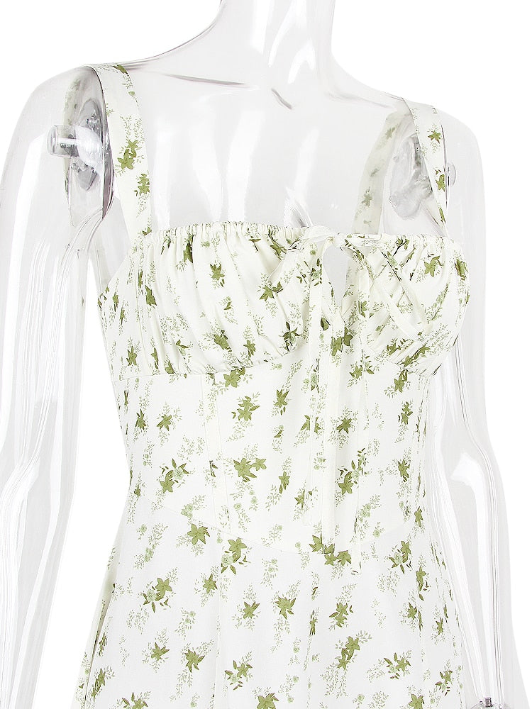Strappy Back Tie-Up Corset Midi Dress