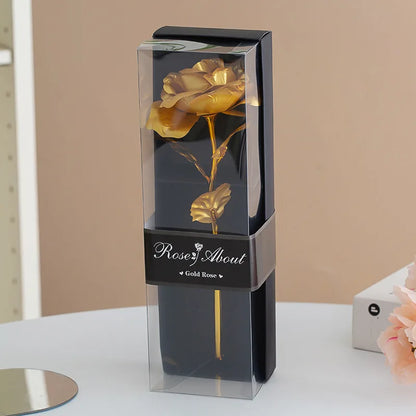 Gold Foil Rose Artificial Flower Gift for Valentine's Day