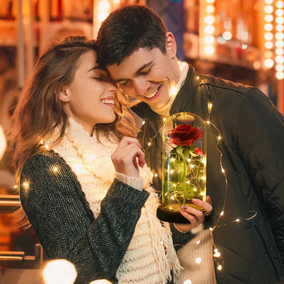 Eternal Rose in Glass Dome Decorative Flower Gift for Girlfriend