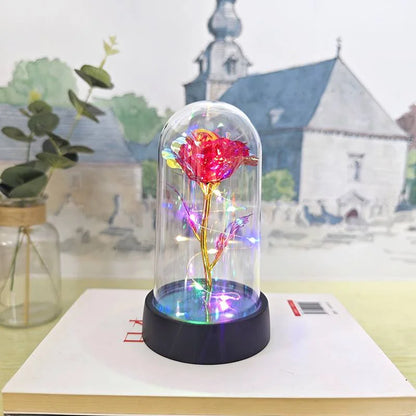 Eternal LED Rose in Glass Dome for Valentine's Day, Wedding, and Romantic Gifts