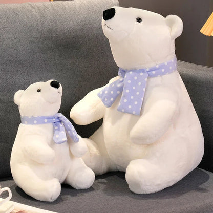 Cute Polar Bear Plush Toy with Scarf Soft Stuffed Gift