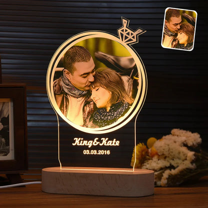 Personalized 3D Photo Night Light with Custom Text