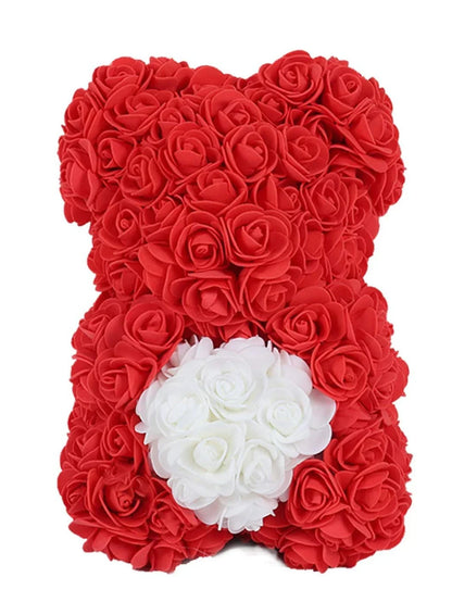 Rose Teddy Bear with Artificial Flowers - Romantic Gift for Girlfriend, Wife, or Mom