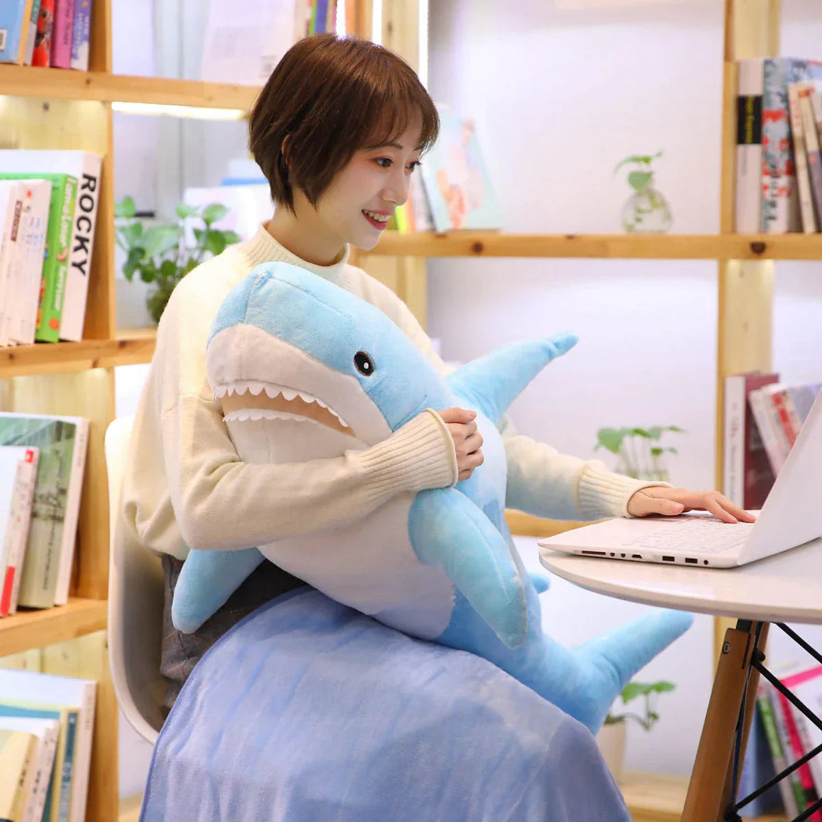 140cm Giant Shark Plush Toy - Soft Stuffed Animal Pillow for Kids