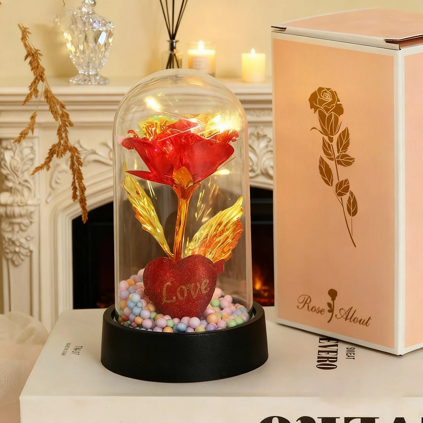 Golden Eternal Rose Night Light Decoration