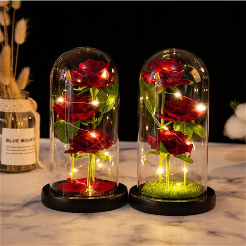LED Galaxy Rose Night Light Artificial Flower Decor
