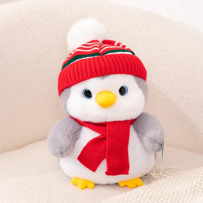 Couple Penguin Plush Pillow with Hat and Scarf
