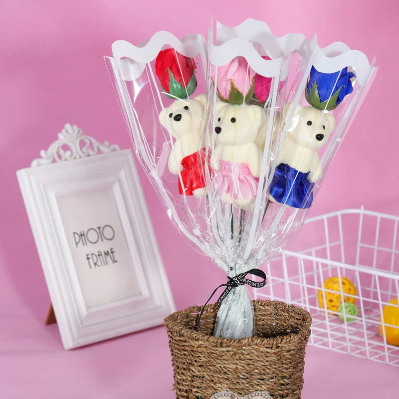 Artificial Rose Bear Soap Flower Bouquet