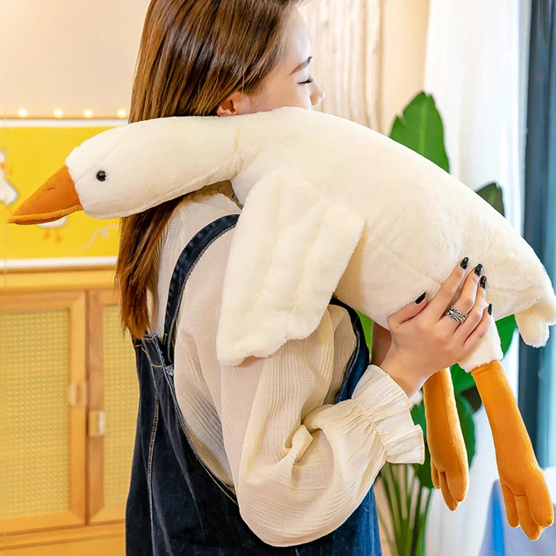 White Goose Plush Pillow Soft Stuffed Animal Toy for Kids