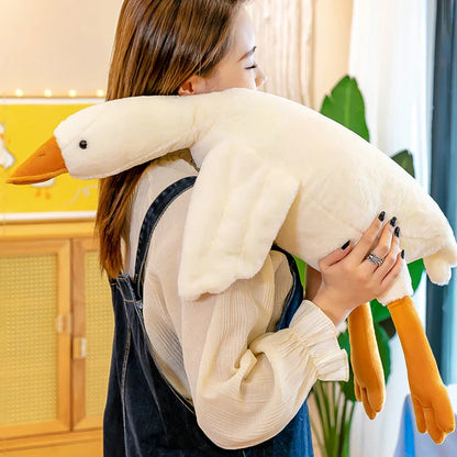 White Goose Plush Pillow Soft Stuffed Animal Toy for Kids
