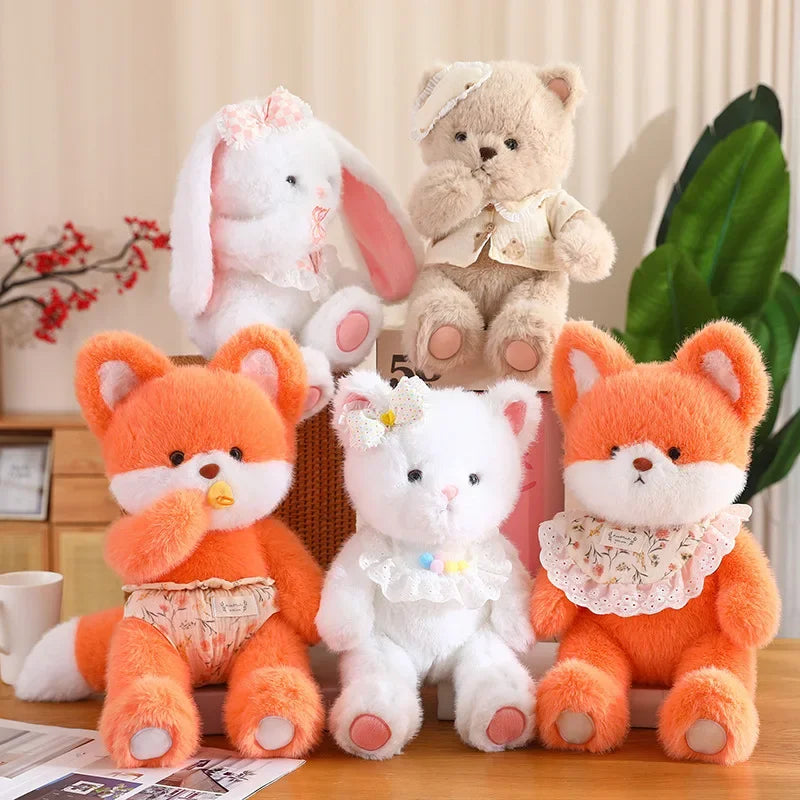 Cute Plush Fox, Cat, Rabbit & Bear Toys - Soft Stuffed Animal Gifts