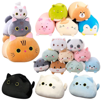 Huge Plush Animal Pillows - Adorable Cat, Piggy & Hamster Cushions