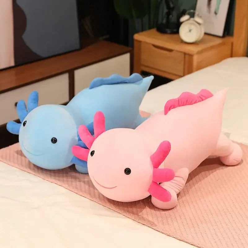 Giant Axolotl Plush Toy Colorful Stuffed Salamander Long Pillow for Kids