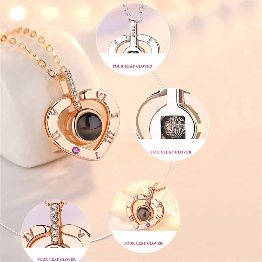 100 Languages Love Projection Heart Necklace