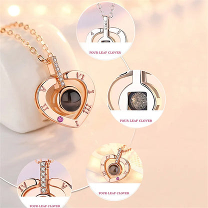 100 Languages Love Projection Heart Necklace