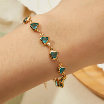 Red Zircon Heart Chain Bracelet