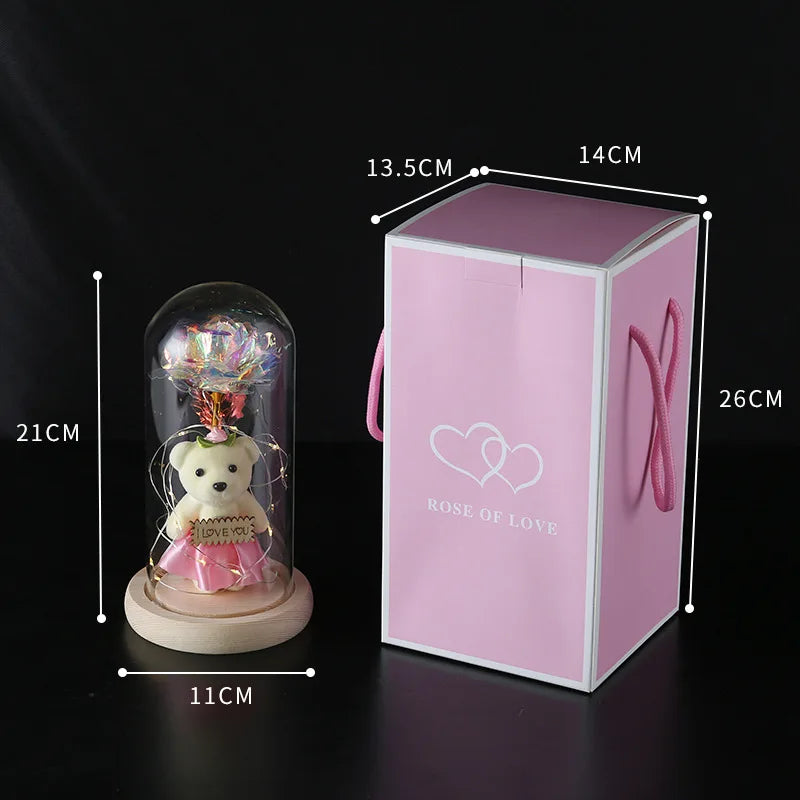 Eternal Rose LED Light in Glass Dome for Romantic Gifts
