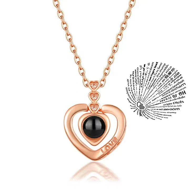 100 Languages Love Projection Heart Necklace