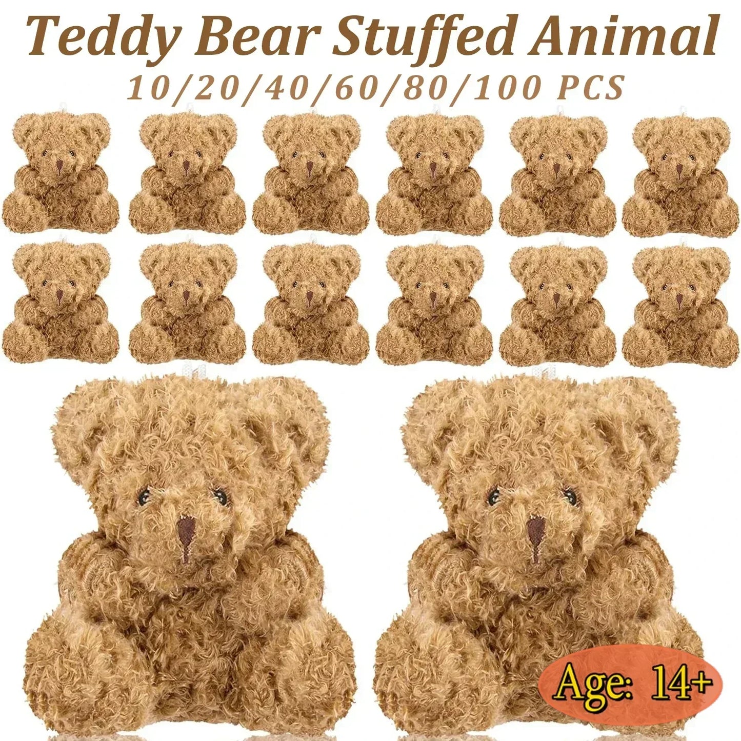 Mini Teddy Bear Plush Toys 4 Inch - Soft Stuffed Bears for Party Favors and DIY Gifts