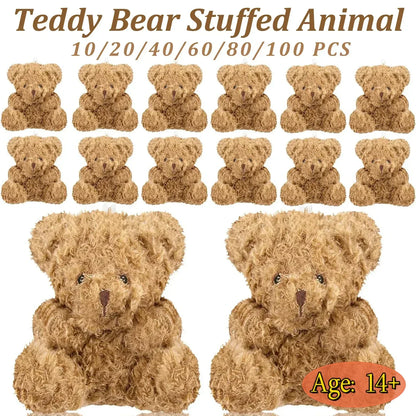 Mini Teddy Bear Plush Toys 4 Inch - Soft Stuffed Bears for Party Favors and DIY Gifts