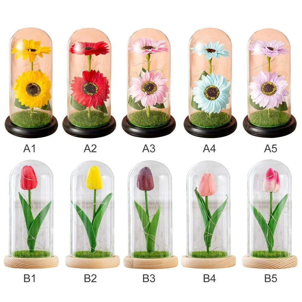 Led Glass Rose Tulip Ornament