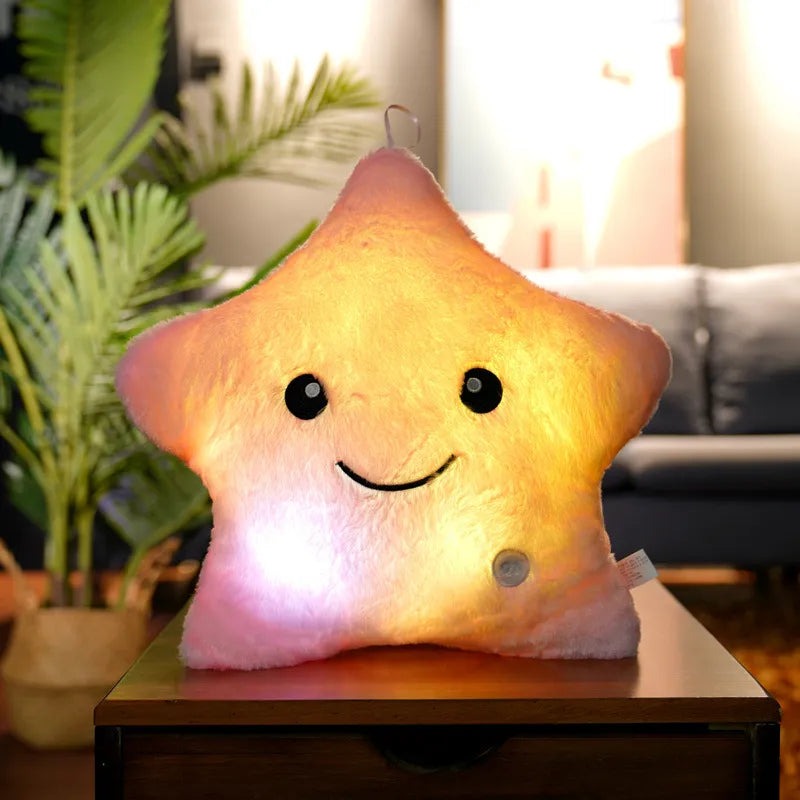Glowing Colorful Stars Pillow