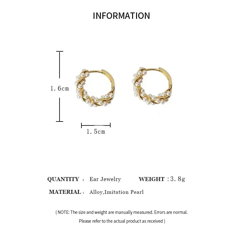 Imitation Pearl Small Round Hoop Earrings