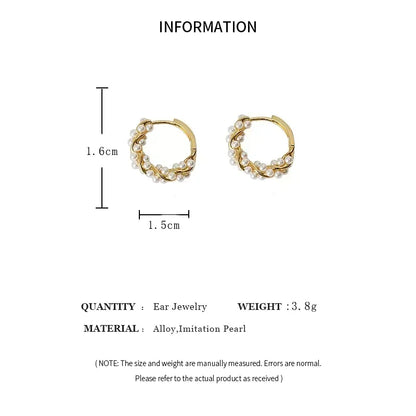Imitation Pearl Small Round Hoop Earrings