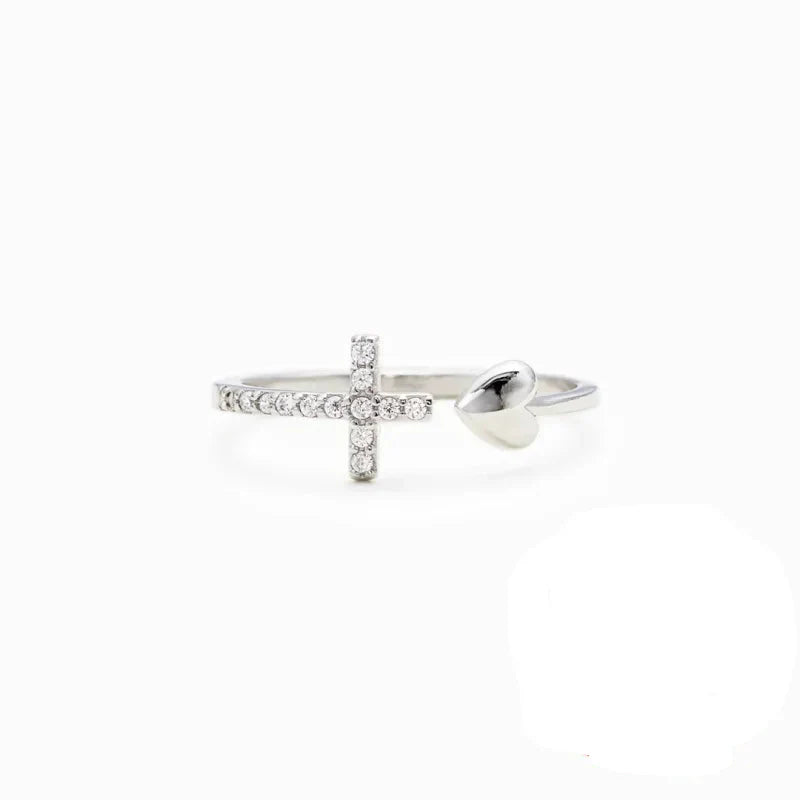 Delicate Adjustable 925 Sterling Silver Ring with Cubic Zirconia