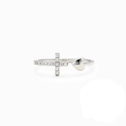 Delicate Adjustable 925 Sterling Silver Ring with Cubic Zirconia