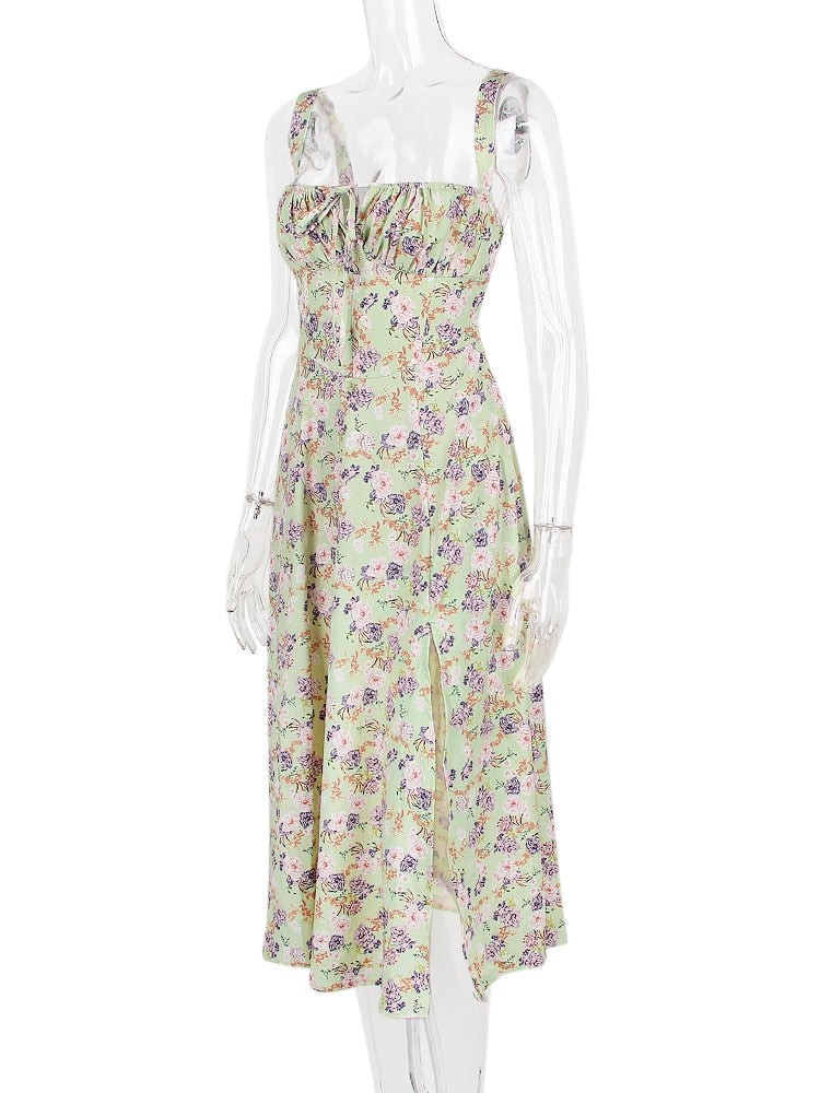 Strappy Back Tie-Up Corset Midi Dress
