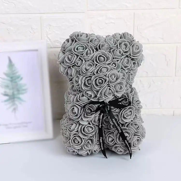 Rose Flower Teddy Bear 25cm Romantic Gift with Box