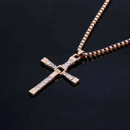 Crystal Cross Pendant Necklace for Men