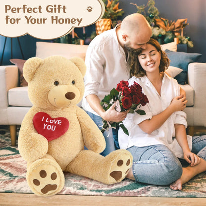 Giant Teddy Bear Plush with I Love You Heart - Soft Stuffed Bear for Kids and Valentine's Gift