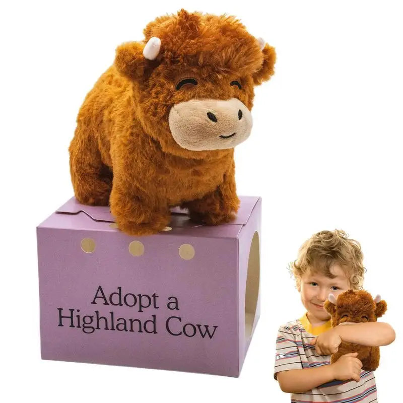 Fluffy Highland Cow Plush Toy - Adorable 7.87 Stuffed Animal Gift
