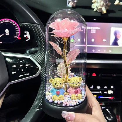 Eternal Rose LED Light with Acrylic Cover Romantic Desktop Flower Decoration