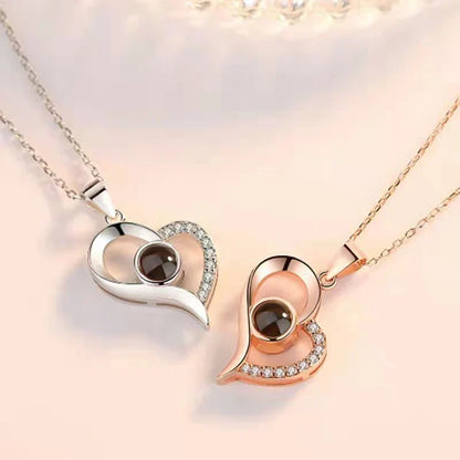 Custom Photo Projection Heart Necklace Gift Set