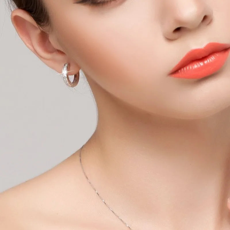 925 Sterling Silver Round Zircon Stud Earrings