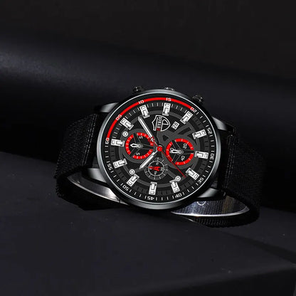 Men's Minimal Quartz Watch Necklace and Bracelet Set