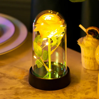LED Eternal Rose in Glass Dome - Romantic Gift for Home