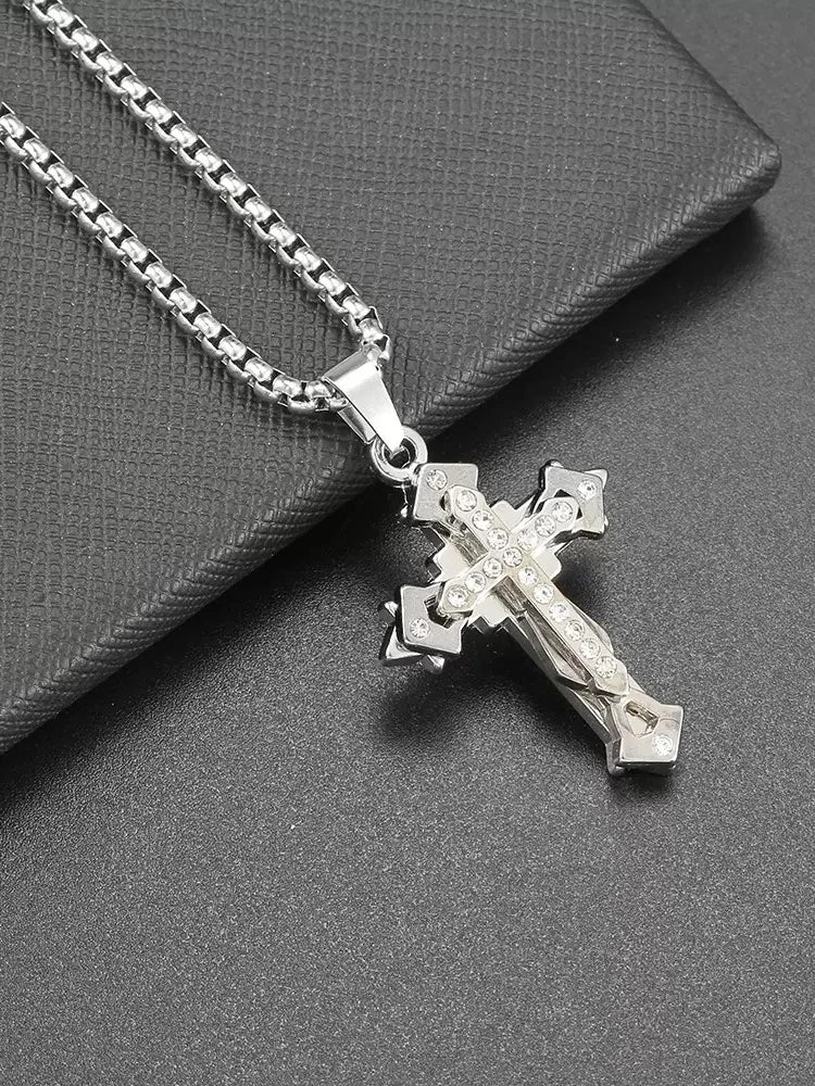 Titanium Steel Cross Pendant Necklace