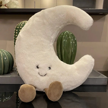 Smiling Sun and Moon Plush Pillow