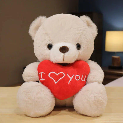 28CM Teddy Bear Plush Toy Holding Heart I Love You