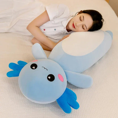 Large Pink Axolotl Plush Toy Soft Stuffed Salamander Pillow for Kids