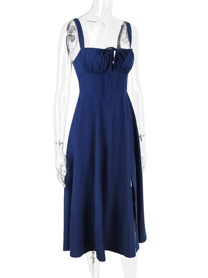 Strappy Back Tie-Up Corset Midi Dress